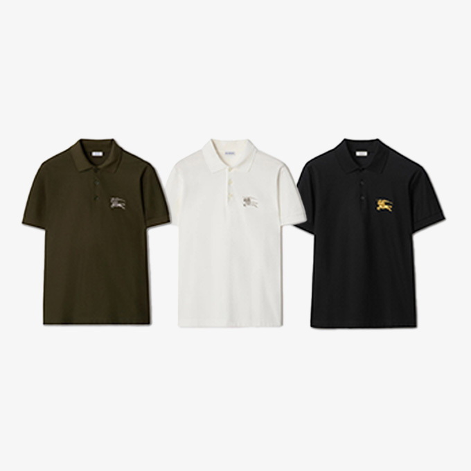 burberry metallic ekd embroidery cotton pique polo shirt